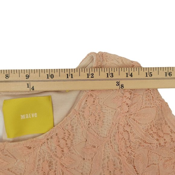 Maeve Anthropologie Pink Lace Floral Dress Size M Round Neck Keyhole Back Lined - Picture 4 of 16